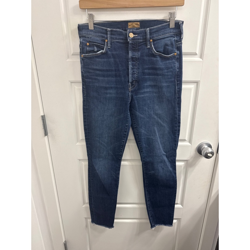 MOTHER‎ The Stunner Ankle Fray Jeans Teaming Up Dark Wash Skinny 28